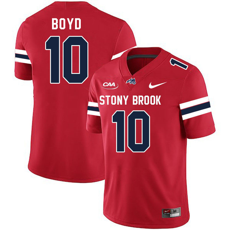 Stony Brook Seawolves #10 Quinn Boyd College Football Jerseys Stitched-Red